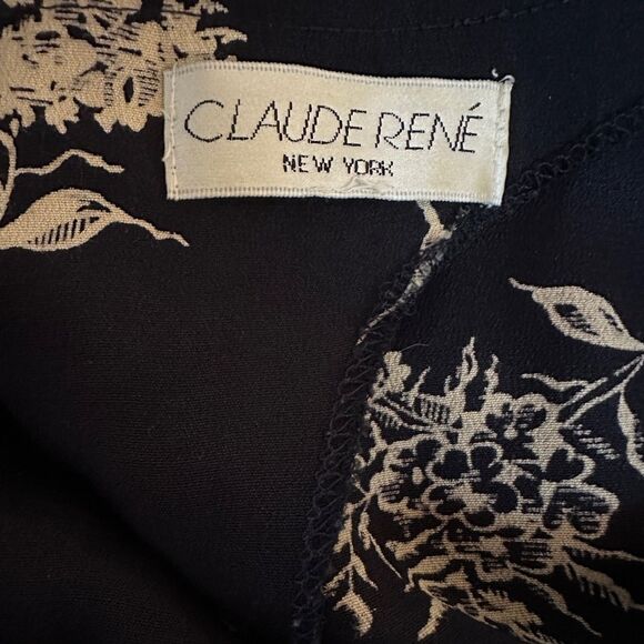 Vintage Dress Black & White Floral Mixed Print Midi Dress Plus Size 16 - Picture 8 of 11